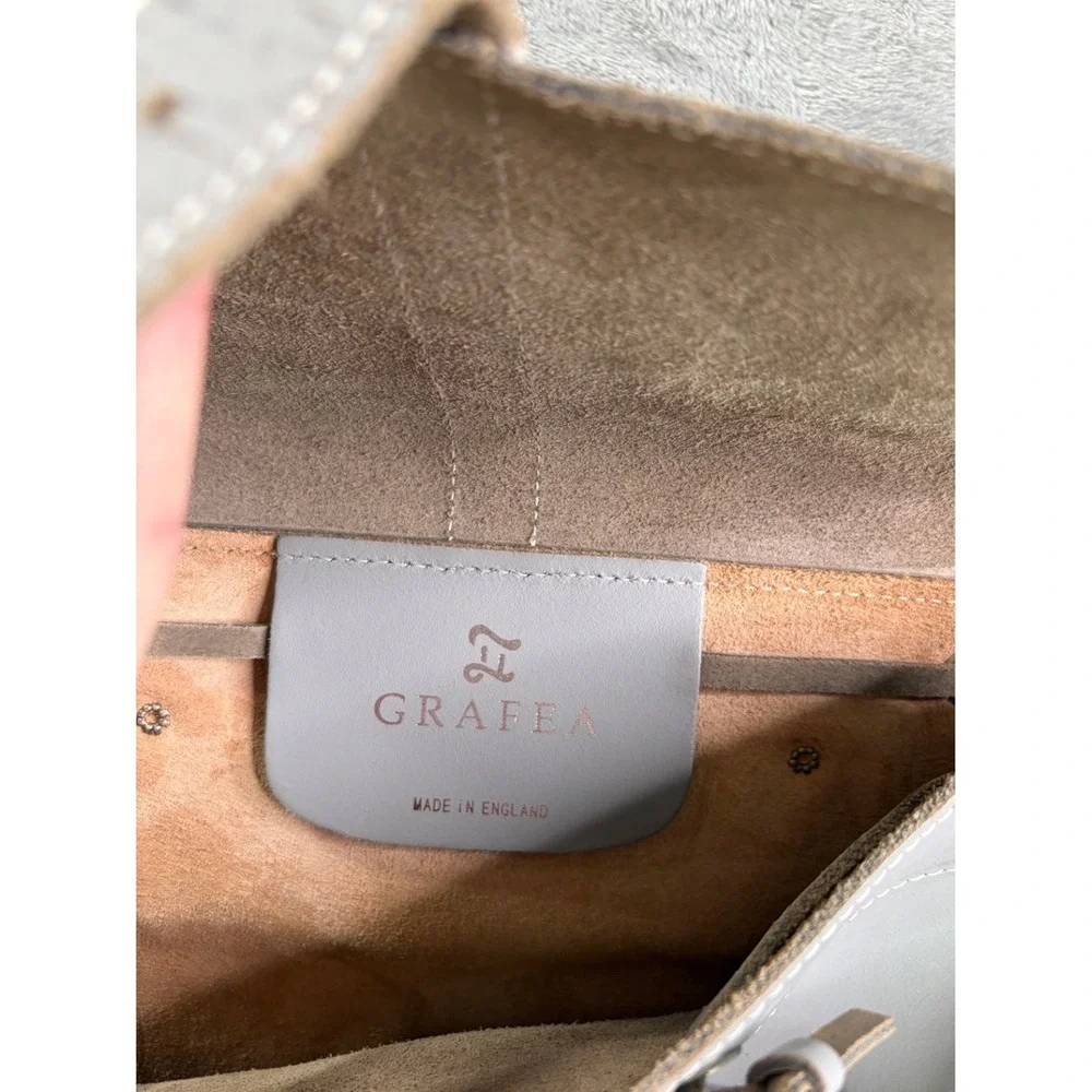 Grafea Hari Gray Leather Backpack Made in England Satchel Rucksack Medium